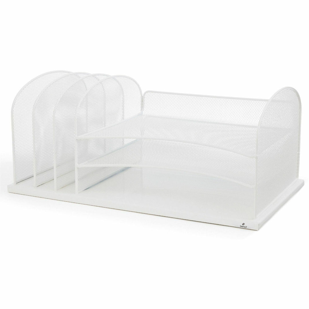 Image of Safco® Onyx Desk Organizer with Three Horizontal and Three Upright Sections, Letter Size Files, 19.5 x 11.5 x 8.25, White