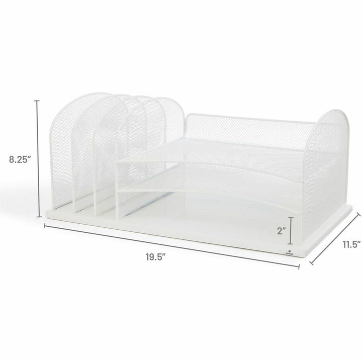 Image of Safco® Onyx Desk Organizer with Three Horizontal and Three Upright Sections, Letter Size Files, 19.5 x 11.5 x 8.25, White