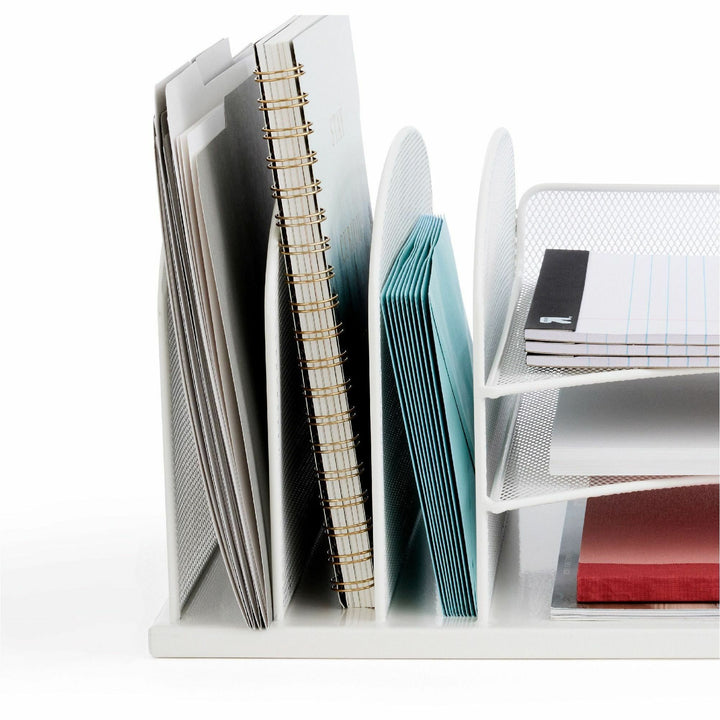 Image of Safco® Onyx Desk Organizer with Three Horizontal and Three Upright Sections, Letter Size Files, 19.5 x 11.5 x 8.25, White