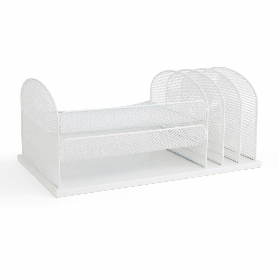 Image of Safco® Onyx Desk Organizer with Three Horizontal and Three Upright Sections, Letter Size Files, 19.5 x 11.5 x 8.25, White