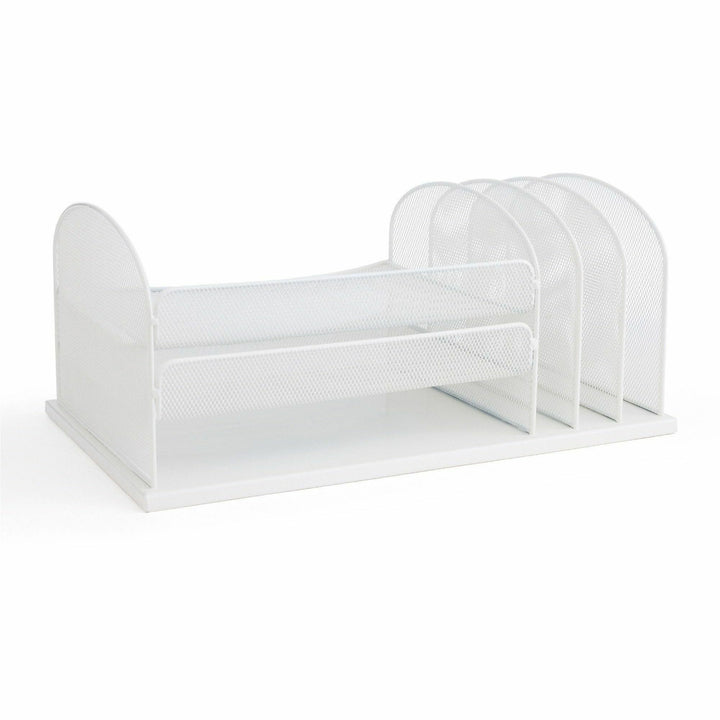 Image of Safco® Onyx Desk Organizer with Three Horizontal and Three Upright Sections, Letter Size Files, 19.5 x 11.5 x 8.25, White