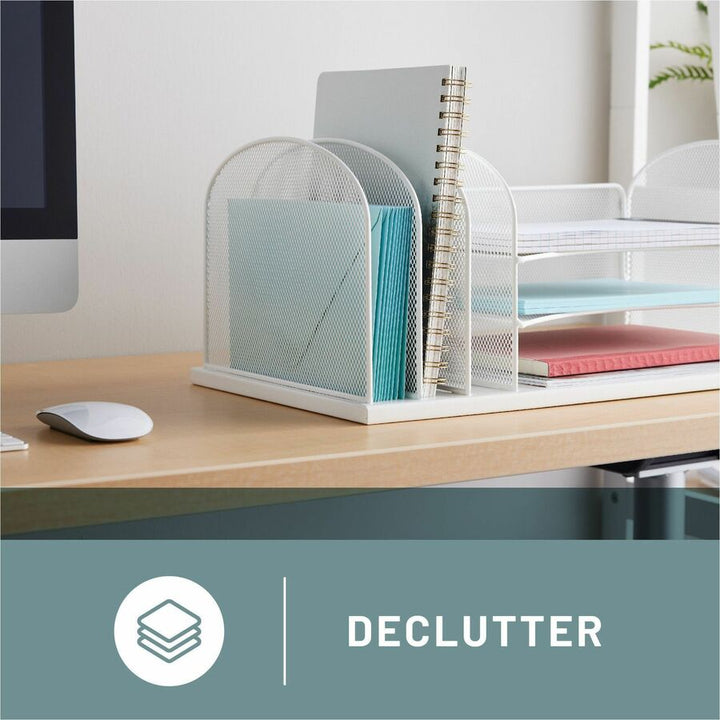 Image of Safco® Onyx Desk Organizer with Three Horizontal and Three Upright Sections, Letter Size Files, 19.5 x 11.5 x 8.25, White
