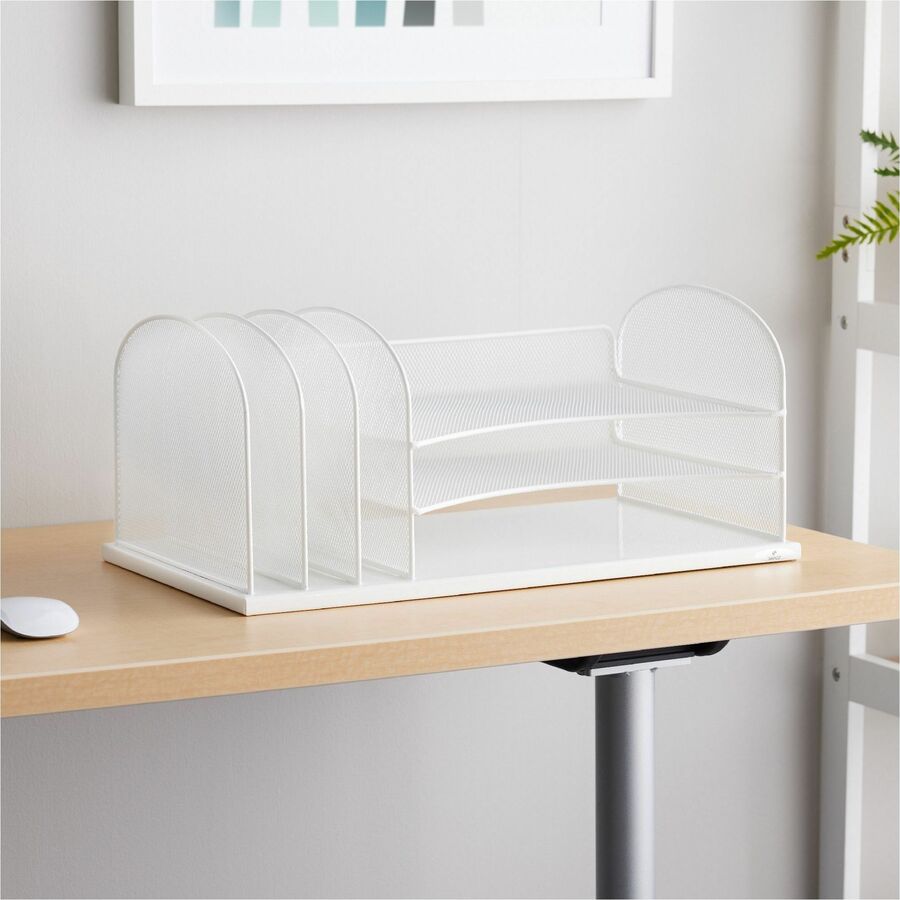Image of Safco® Onyx Desk Organizer with Three Horizontal and Three Upright Sections, Letter Size Files, 19.5 x 11.5 x 8.25, White