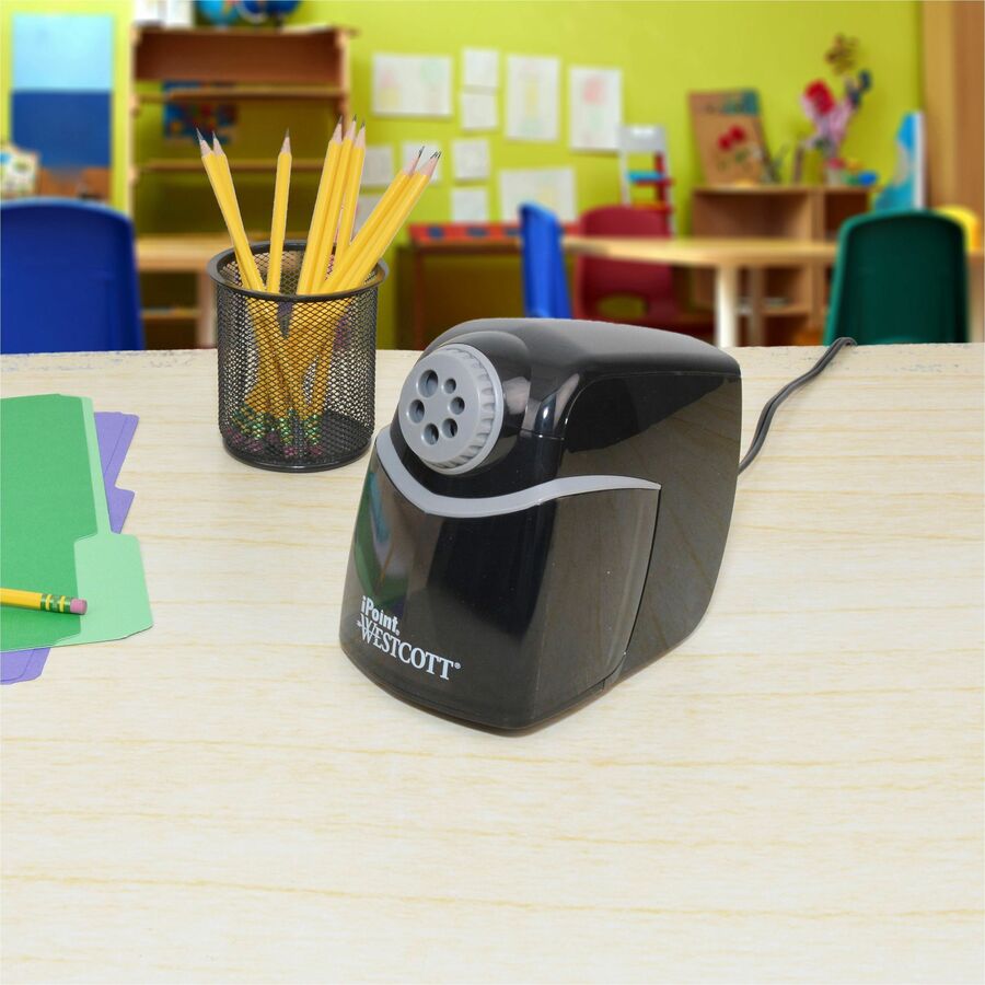 Image of Acme United Corporation Pencil Sharpener, 6-Hole, 5-3/4"Wx8-1/4"Lx7-3/4"H, Black