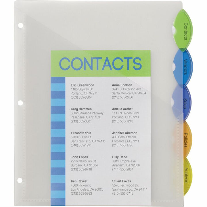 Image of Avery® Insertable Style Edge Tab Plastic 1-Pocket Dividers, 5-Tab, 11.25 x 9.25, Translucent, 1 Set