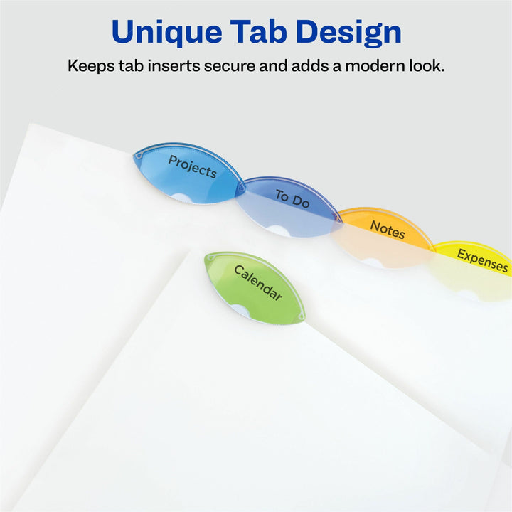 Image of Avery® Insertable Style Edge Tab Plastic 1-Pocket Dividers, 5-Tab, 11.25 x 9.25, Translucent, 1 Set