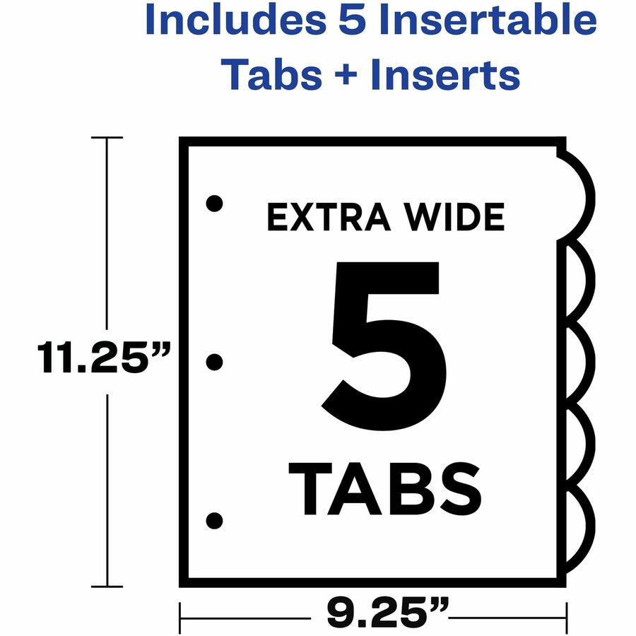Image of Avery® Insertable Style Edge Tab Plastic 1-Pocket Dividers, 5-Tab, 11.25 x 9.25, Translucent, 1 Set