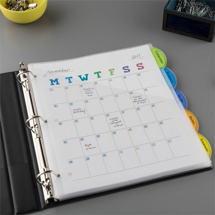 Image of Avery® Insertable Style Edge Tab Plastic 1-Pocket Dividers, 5-Tab, 11.25 x 9.25, Translucent, 1 Set