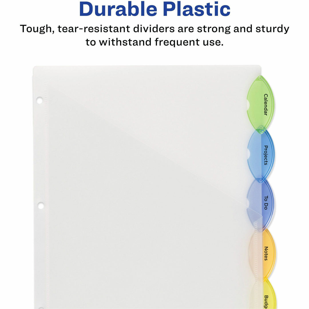 Image of Avery® Insertable Style Edge Tab Plastic 1-Pocket Dividers, 5-Tab, 11.25 x 9.25, Translucent, 1 Set