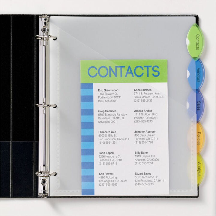 Image of Avery® Insertable Style Edge Tab Plastic 1-Pocket Dividers, 5-Tab, 11.25 x 9.25, Translucent, 1 Set