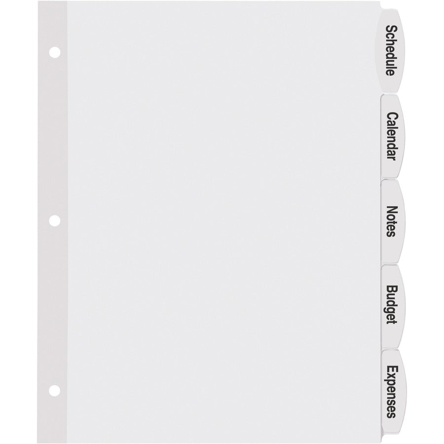 Image of Avery® Big Tab Printable White Label Tab Dividers, 5-Tab, 11 x 8.5, White, 4 Sets