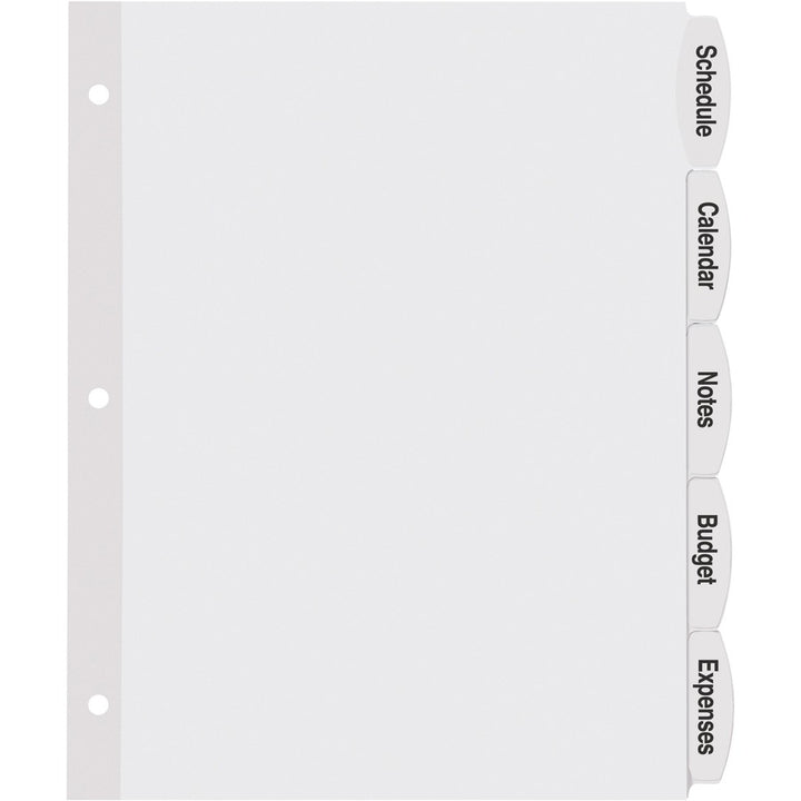 Image of Avery® Big Tab Printable White Label Tab Dividers, 5-Tab, 11 x 8.5, White, 4 Sets