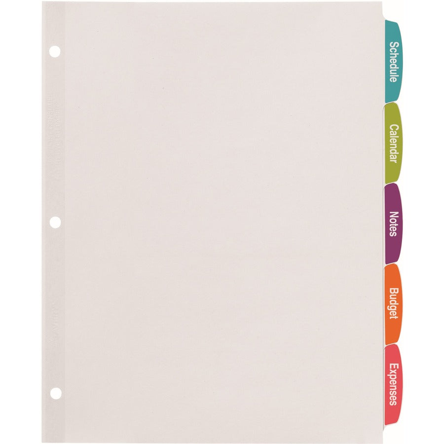 Image of Avery® Big Tab Printable White Label Tab Dividers, 5-Tab, 11 x 8.5, White, 4 Sets