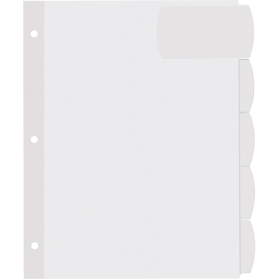 Image of Avery® Big Tab Printable Large White Label Tab Dividers, 5-Tab, 11 X 8.5, White, 4 Sets