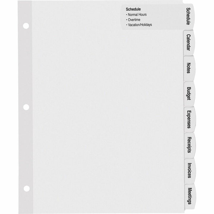 Image of Avery® 14441 Big Tab Printable Large White Dividers with Easy Peel, 8 Tabs
