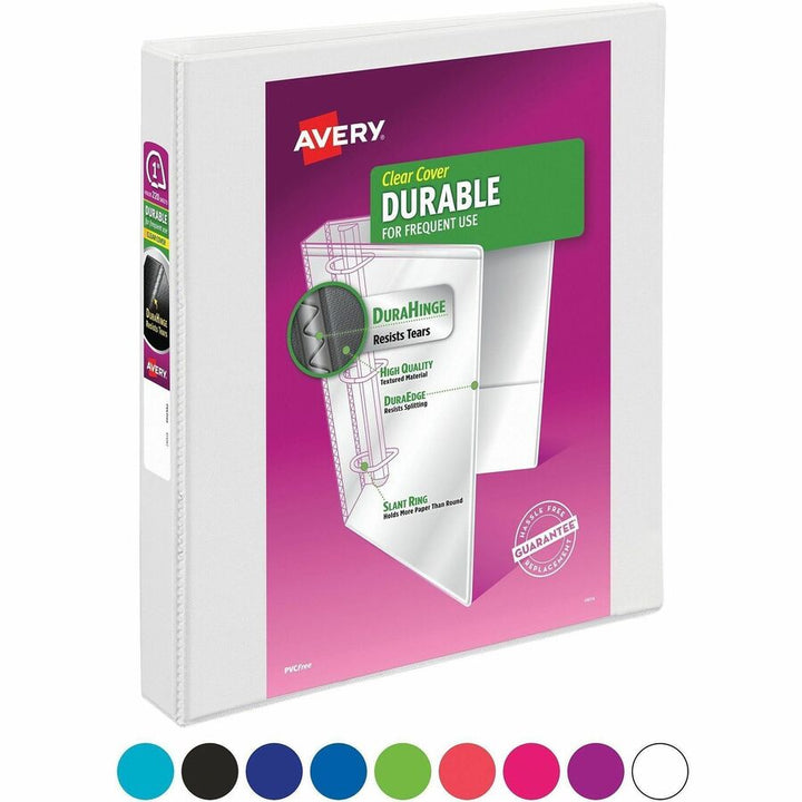 Image of Avery® Durable View Binder With Durahinge And Slant Rings, 3 Rings, 1" Capacity, 11 X 8.5, Aqua