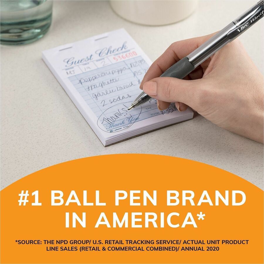 Image of BIC Velocity VLGB361BE Glide Bold, 1.6 mm Bold Pen Point, Refillable, Retractable, Blue Ink, Blue Barrel, Tungsten Carbide Tip, 36 / Box