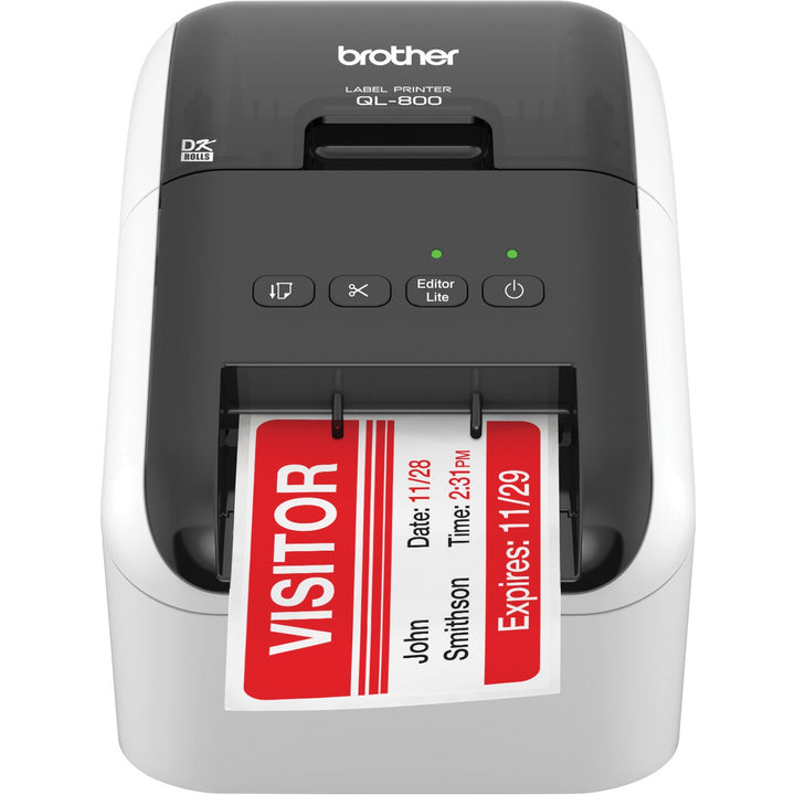 Image of Brother QL series QL800, Direct Thermal Printer, Mono, USB, USB, 1.6 lps Mono, 300 x 600 dpi, 2.44" Width, For PC, Mac, 1 Each