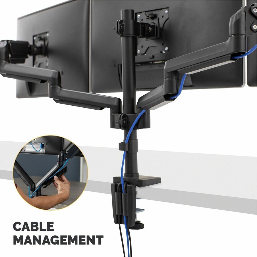 Image of Fellowes® Platinum Series Triple Monitor Arm For 27" Monitors, 360 Deg Rotation, +85/-20 Deg Tilt, 360 Deg Pan, Black, Supports 20 Lb