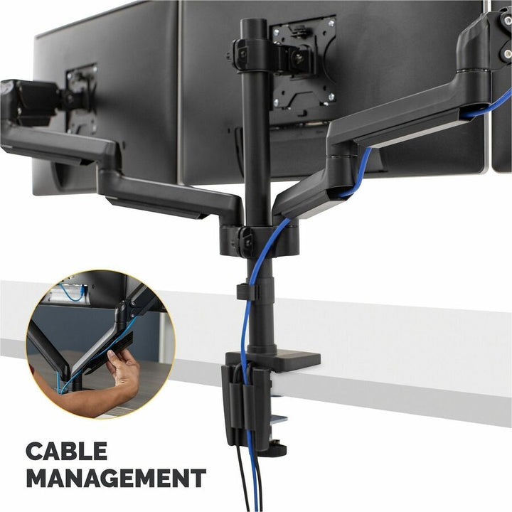 Image of Fellowes® Platinum Series Triple Monitor Arm For 27" Monitors, 360 Deg Rotation, +85/-20 Deg Tilt, 360 Deg Pan, Black, Supports 20 Lb