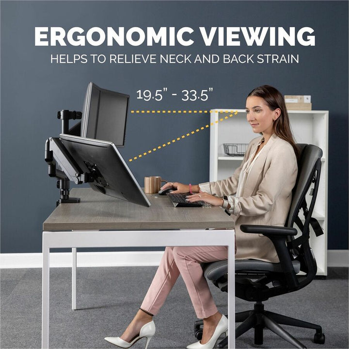 Image of Fellowes® Platinum Series Triple Monitor Arm For 27" Monitors, 360 Deg Rotation, +85/-20 Deg Tilt, 360 Deg Pan, Black, Supports 20 Lb