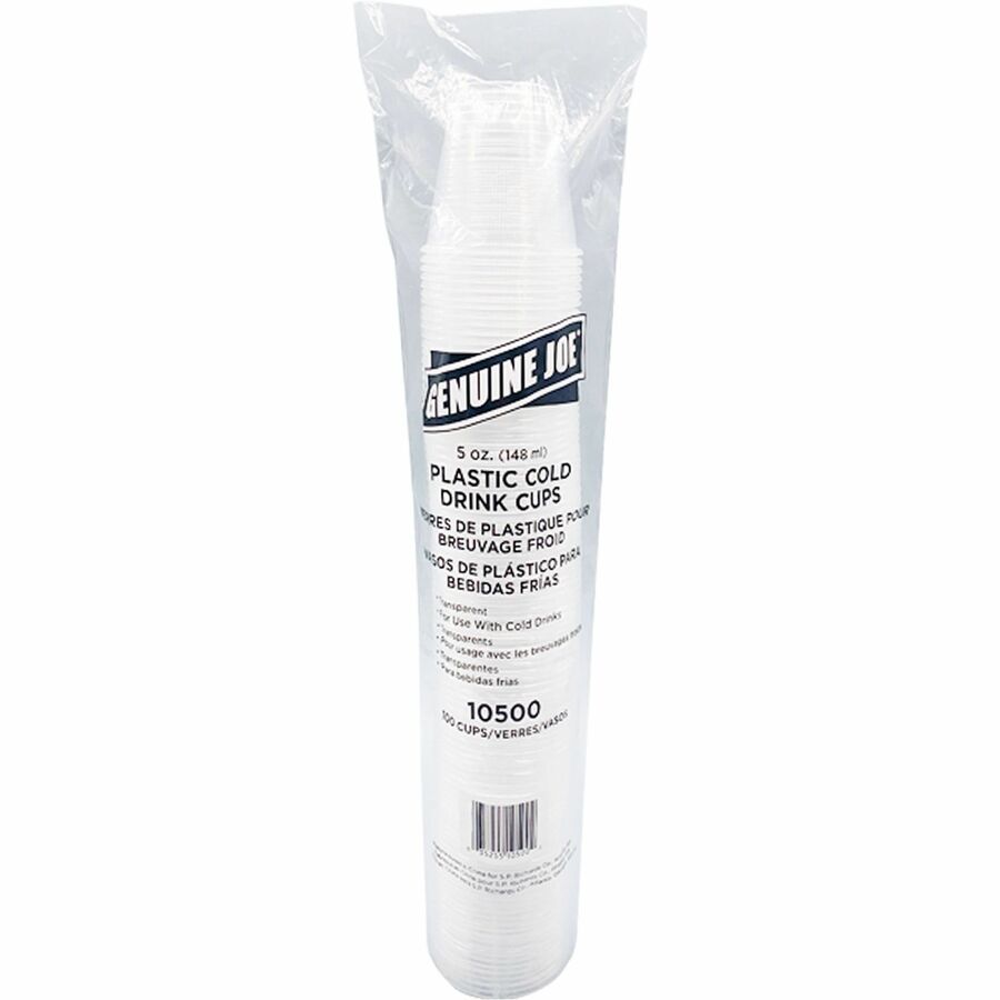 Image of Genuine Joe 10500 5 oz Transparent Beverage Cups, 5 fl oz, Clear, Plastic, Beverage, 100/Bag, 25 / Carton