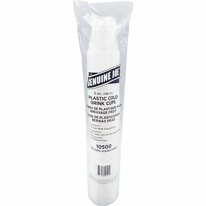 Image of Genuine Joe 10500 5 oz Transparent Beverage Cups, 5 fl oz, Clear, Plastic, Beverage, 100/Bag, 25 / Carton