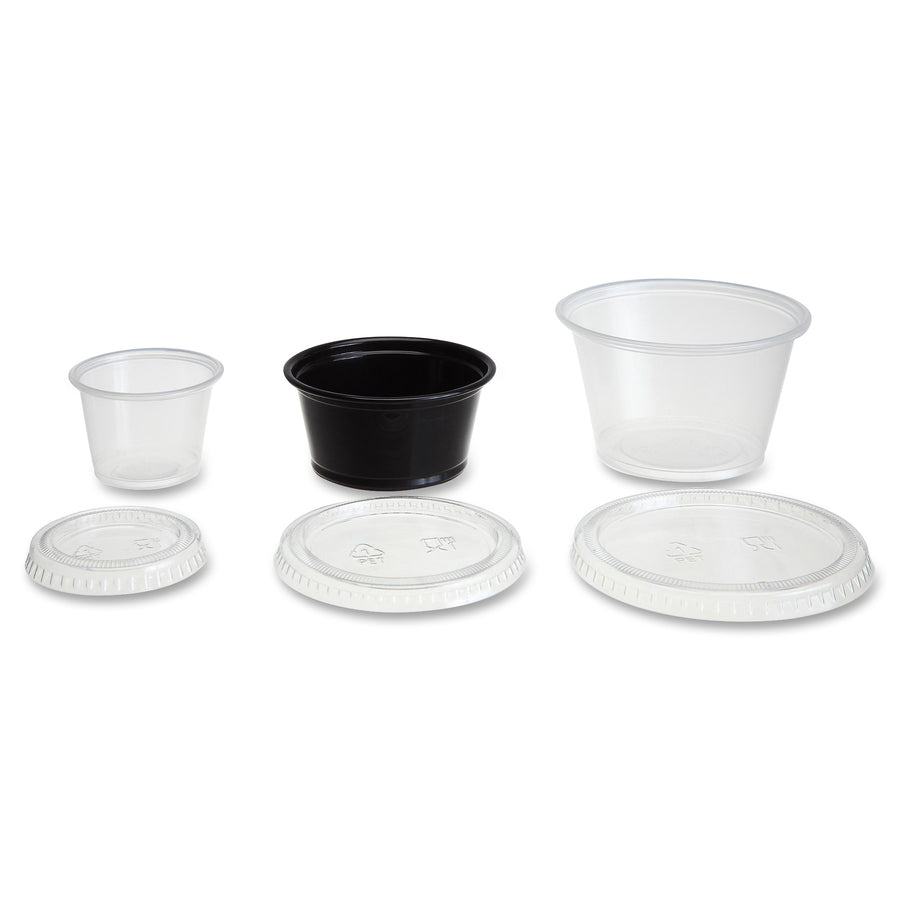 Image of Genuine Joe 19067 4 oz Portion Cups, 4 fl oz, Clear, Polystyrene, Beverage, Sauce, 50/Bag, 50 / Carton