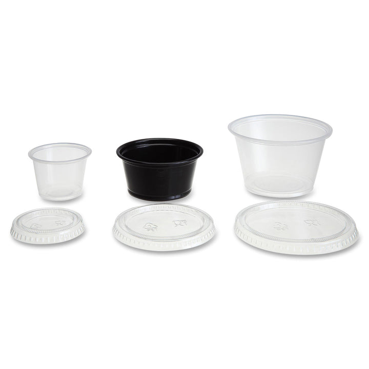 Image of Genuine Joe 19067 4 oz Portion Cups, 4 fl oz, Clear, Polystyrene, Beverage, Sauce, 50/Bag, 50 / Carton