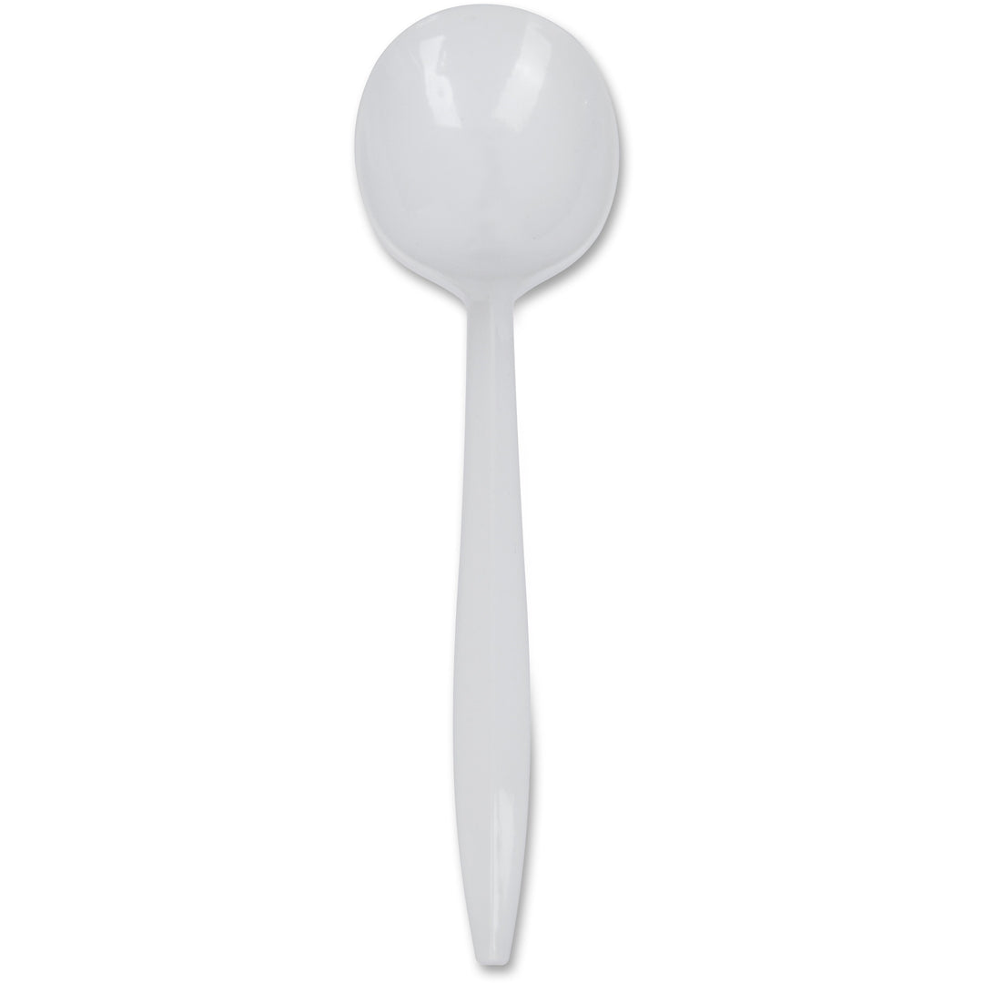 Image of Genuine Joe 20003 Medium-Weight Soup Spoon, 1 Piece(s), Soup Spoon, 1 x Soup Spoon, Disposable, Polypropylene, White, 1 Carton