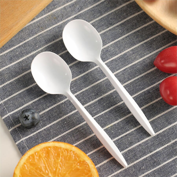 Image of Genuine Joe 20003 Medium-Weight Soup Spoon, 1 Piece(s), Soup Spoon, 1 x Soup Spoon, Disposable, Polypropylene, White, 1 Carton