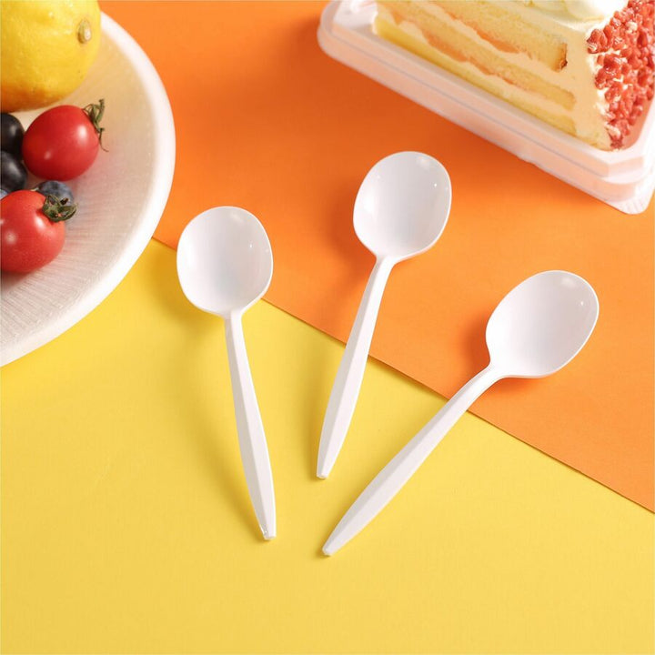 Image of Genuine Joe 20003 Medium-Weight Soup Spoon, 1 Piece(s), Soup Spoon, 1 x Soup Spoon, Disposable, Polypropylene, White, 1 Carton