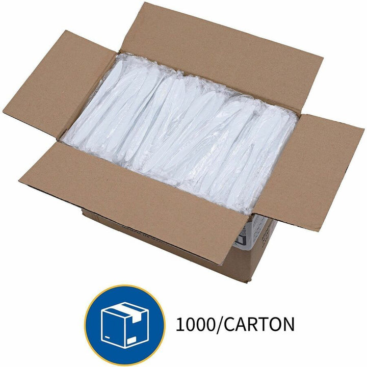 Image of Genuine Joe 20006 Individually Wrapped Knife, 1 Piece(s), Knife, 1 x Knife, Disposable, Polypropylene, White, 1 Carton