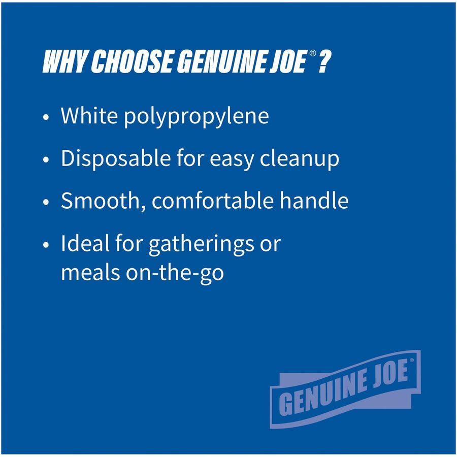 Image of Genuine Joe 20006 Individually Wrapped Knife, 1 Piece(s), Knife, 1 x Knife, Disposable, Polypropylene, White, 1 Carton