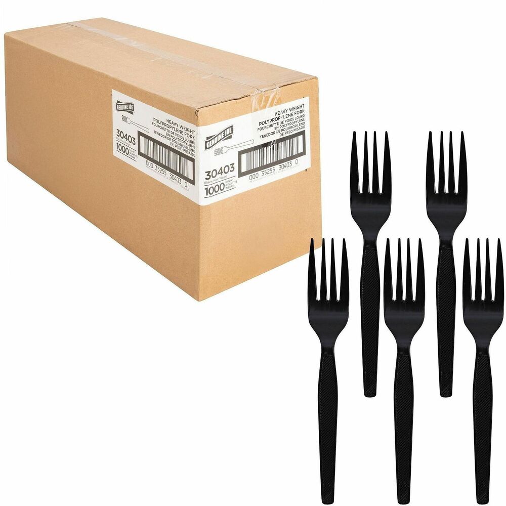 Image of Genuine Joe Cutlery, Fork, Heavyweight, 1000/CT, Black