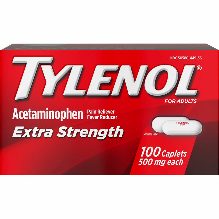 Image of Tylenol 044909 Extra Strength Caplets, For Fever, Headache, Muscular Pain, Arthritis, Toothache, Backache, 100 / Bottle
