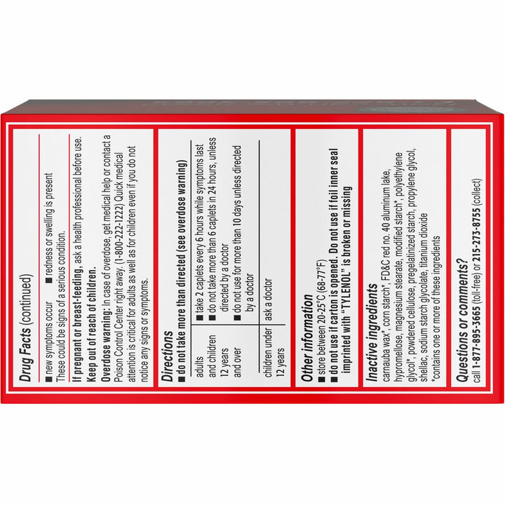 Image of Tylenol 044909 Extra Strength Caplets, For Fever, Headache, Muscular Pain, Arthritis, Toothache, Backache, 100 / Bottle