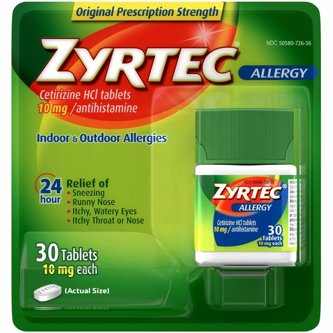 Image of Johnson & Johnson® Zyrtec Allergy Tablets, 10mg, 30/CD, Green