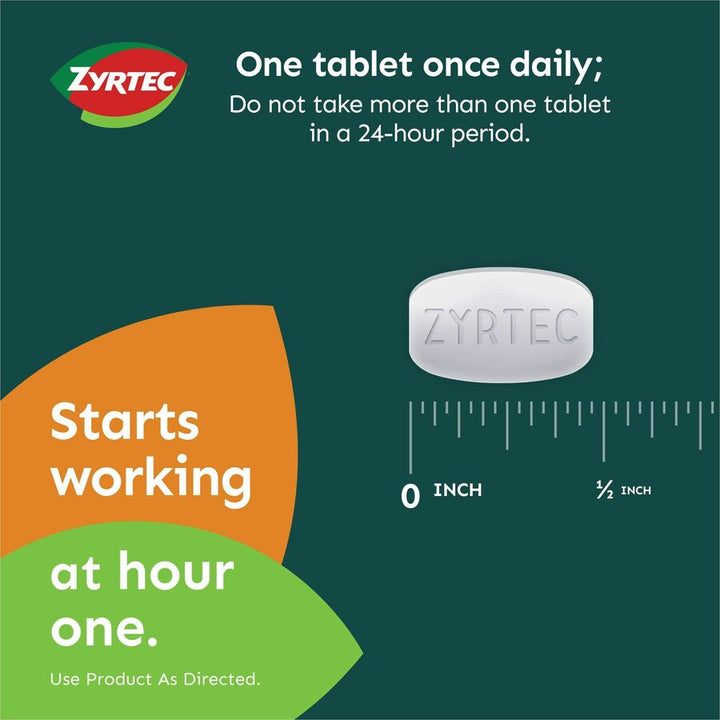 Image of Johnson & Johnson® Zyrtec Allergy Tablets, 10mg, 30/CD, Green
