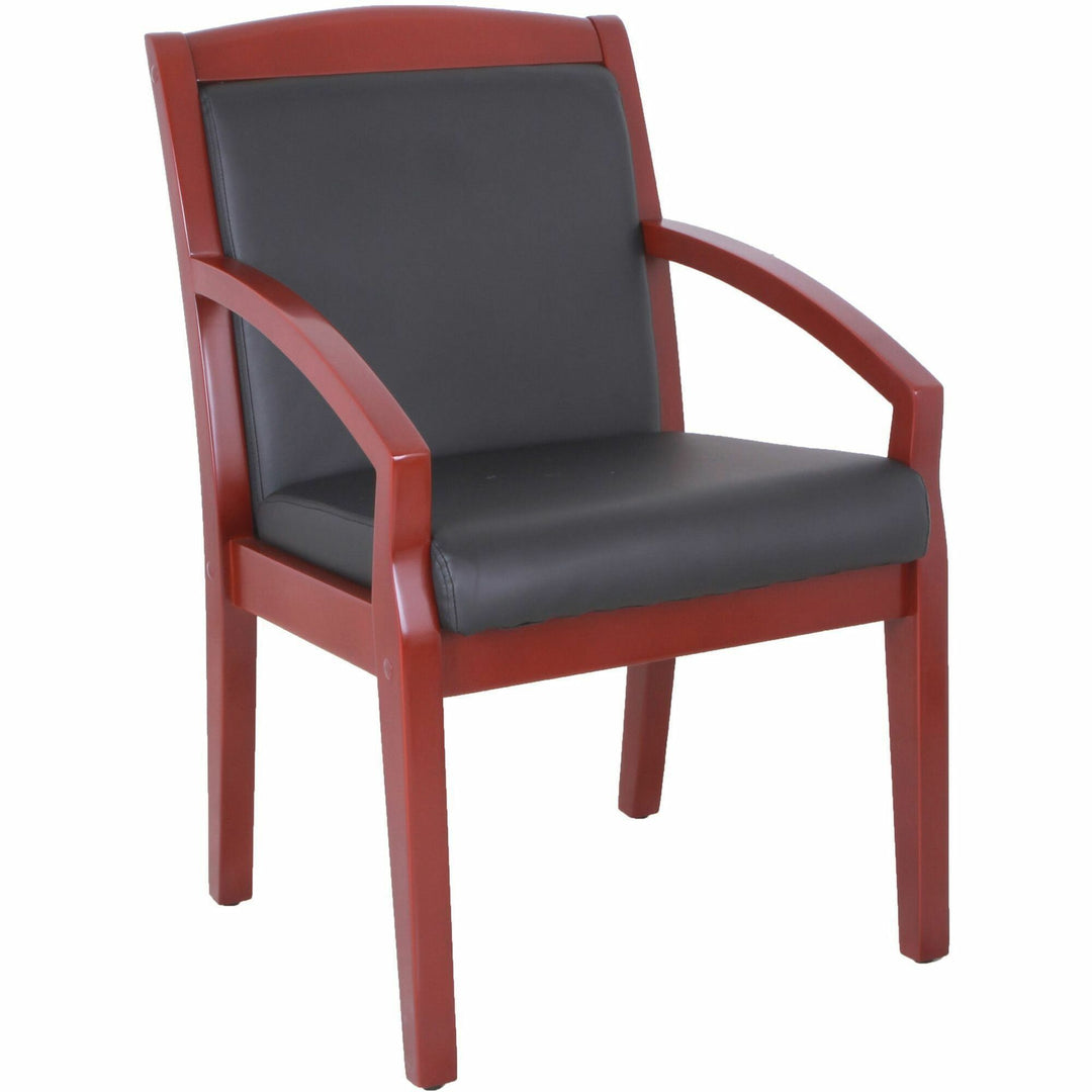 Image of Lorell Guest Chair, Wood, 23-1/4"x24-3/8"x34", Black/Mahogany
