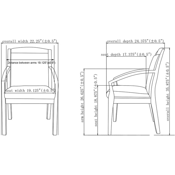 Image of Lorell Guest Chair, Wood, 23-1/4"x24-3/8"x34", Black/Mahogany