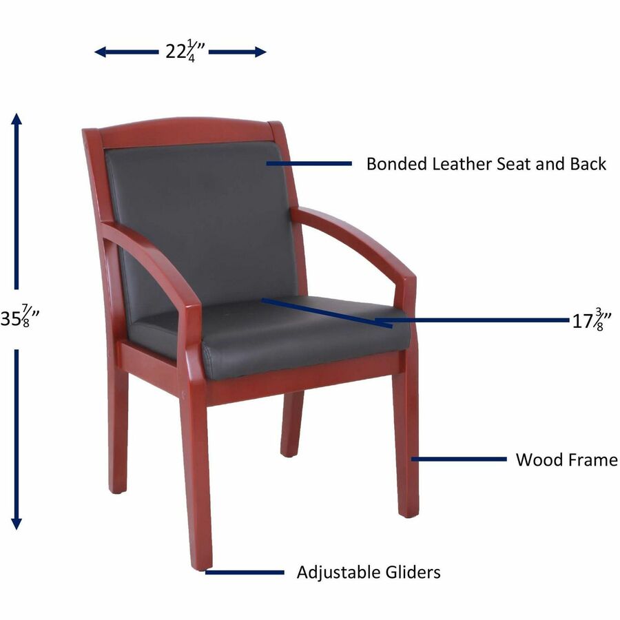 Image of Lorell Guest Chair, Wood, 23-1/4"x24-3/8"x34", Black/Mahogany