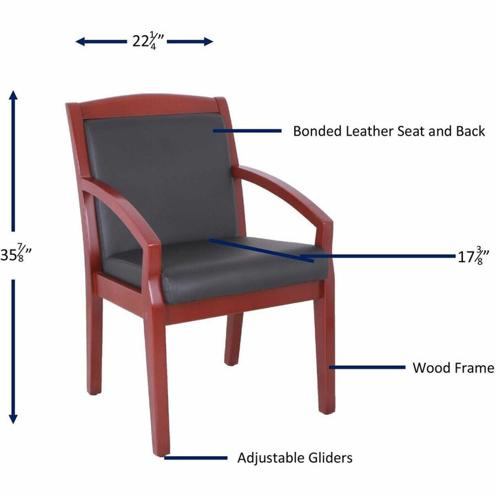 Image of Lorell Guest Chair, Wood, 23-1/4"x24-3/8"x34", Black/Mahogany