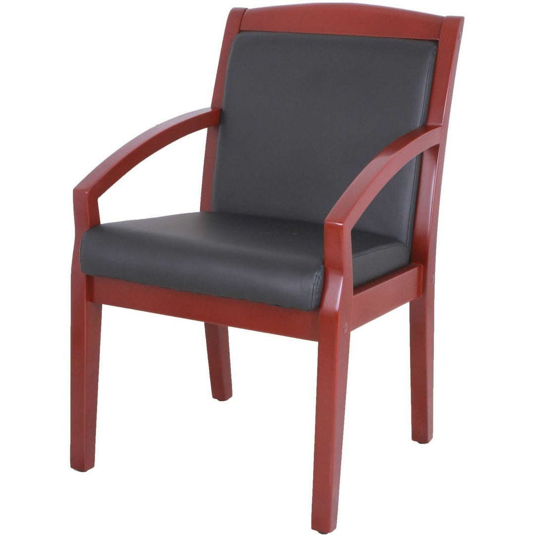 Image of Lorell Guest Chair, Wood, 23-1/4"x24-3/8"x34", Black/Mahogany