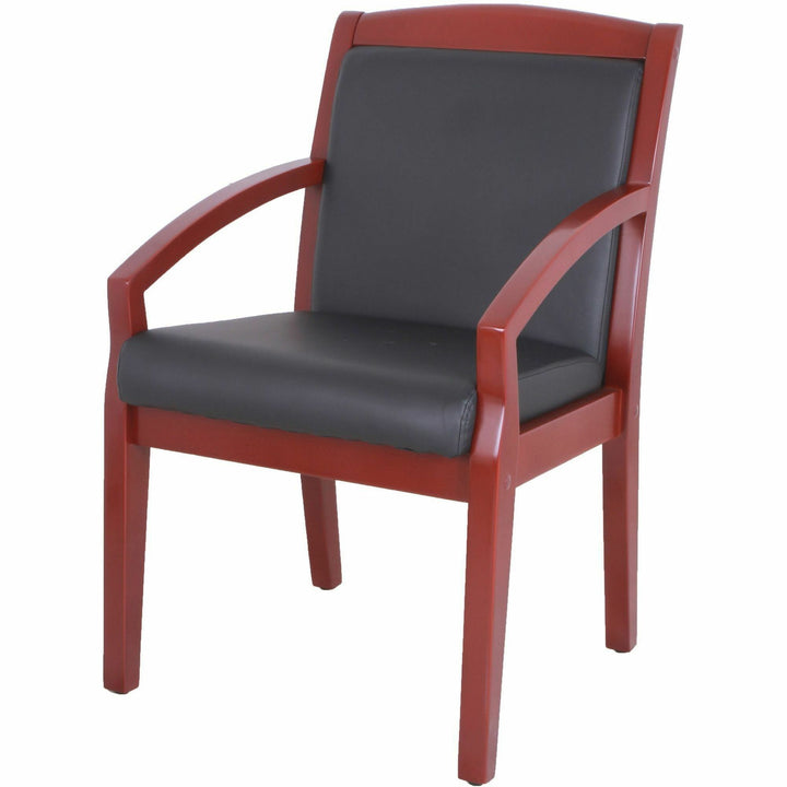 Image of Lorell Guest Chair, Wood, 23-1/4"x24-3/8"x34", Black/Mahogany