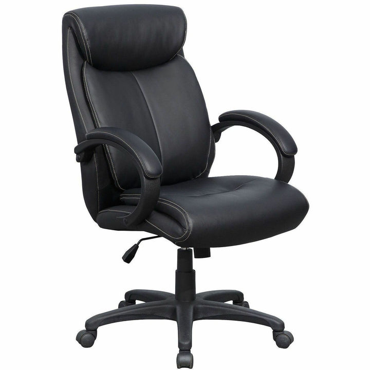 Image of Lorell Hi Back Leather Chair, 28"x31-3/4"x45-1/2". Black