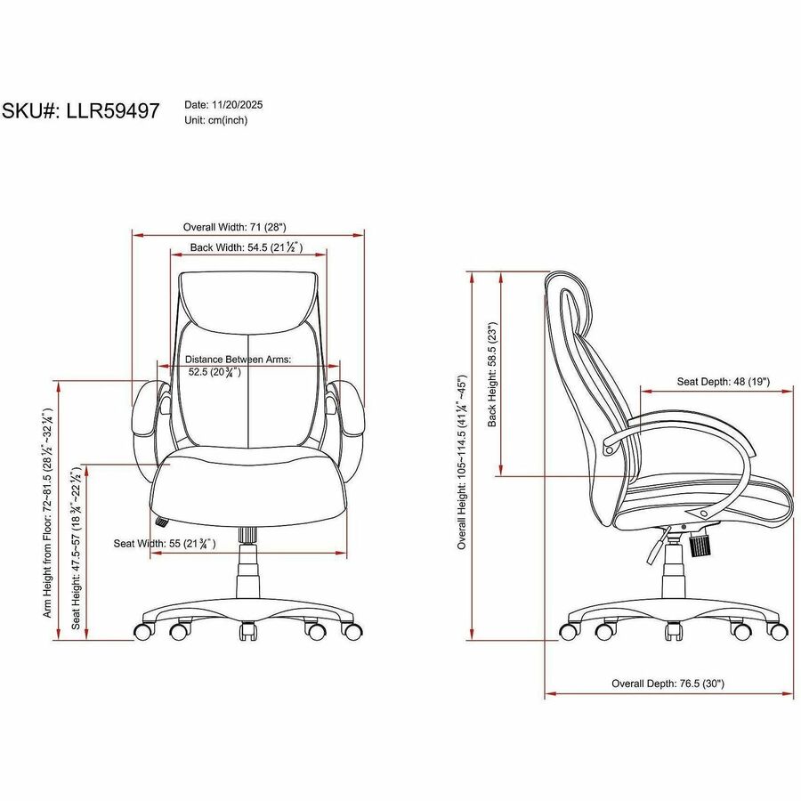 Image of Lorell 59497 Executive High-Back Office Chair