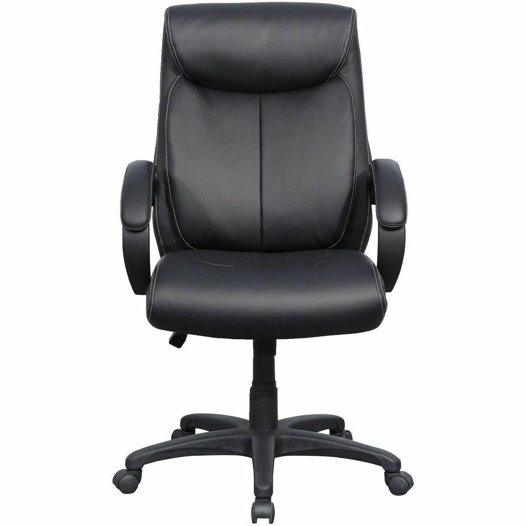 Image of Lorell Hi Back Leather Chair, 28"x31-3/4"x45-1/2". Black