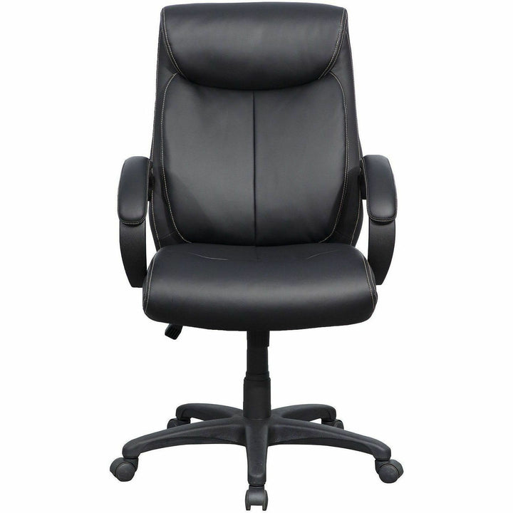 Image of Lorell Hi Back Leather Chair, 28"x31-3/4"x45-1/2". Black