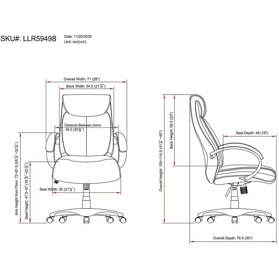 Image of Lorell 59498 Executive High-Back Office Chair